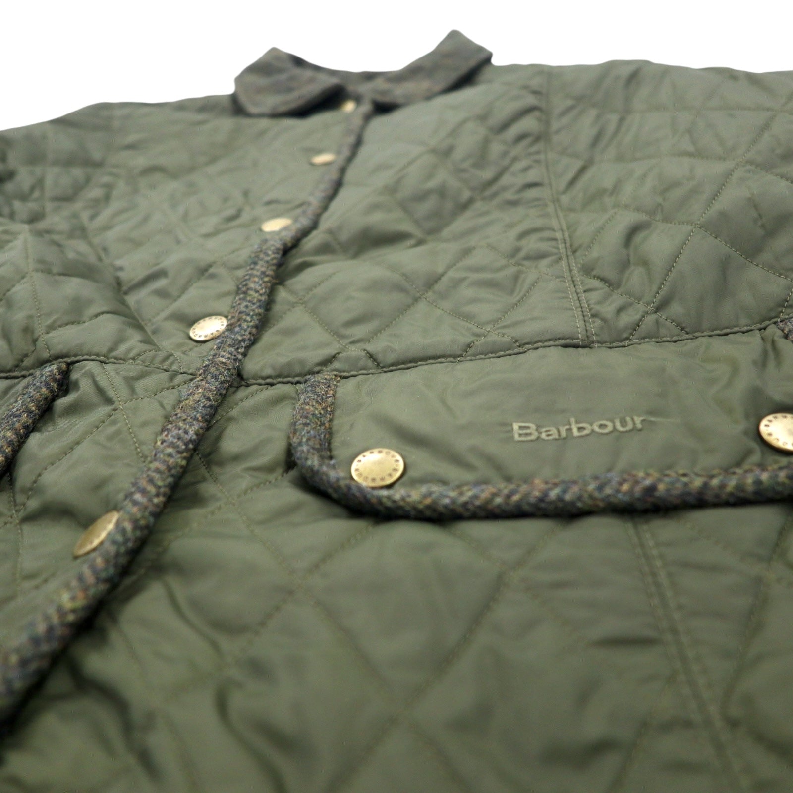 Barbour quilted jacket, XL, khaki, nylon, tweed switching, VINTAGE TWEED QUILT JACKET LQU02620L71