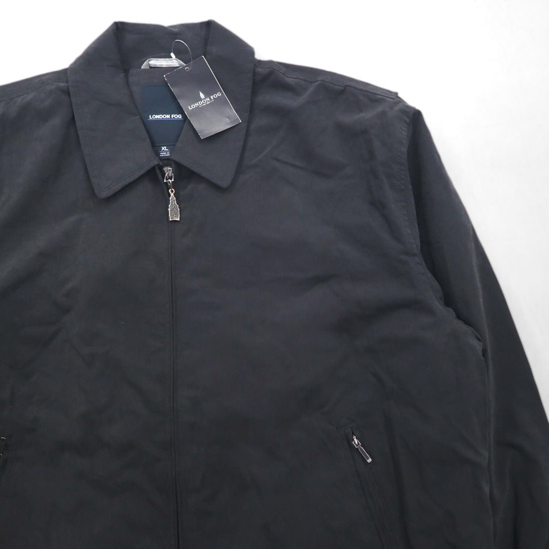 LONDON FOG Peach Skin Swing Top Harrington Jacket, XL, Black, LF45500, Unused
