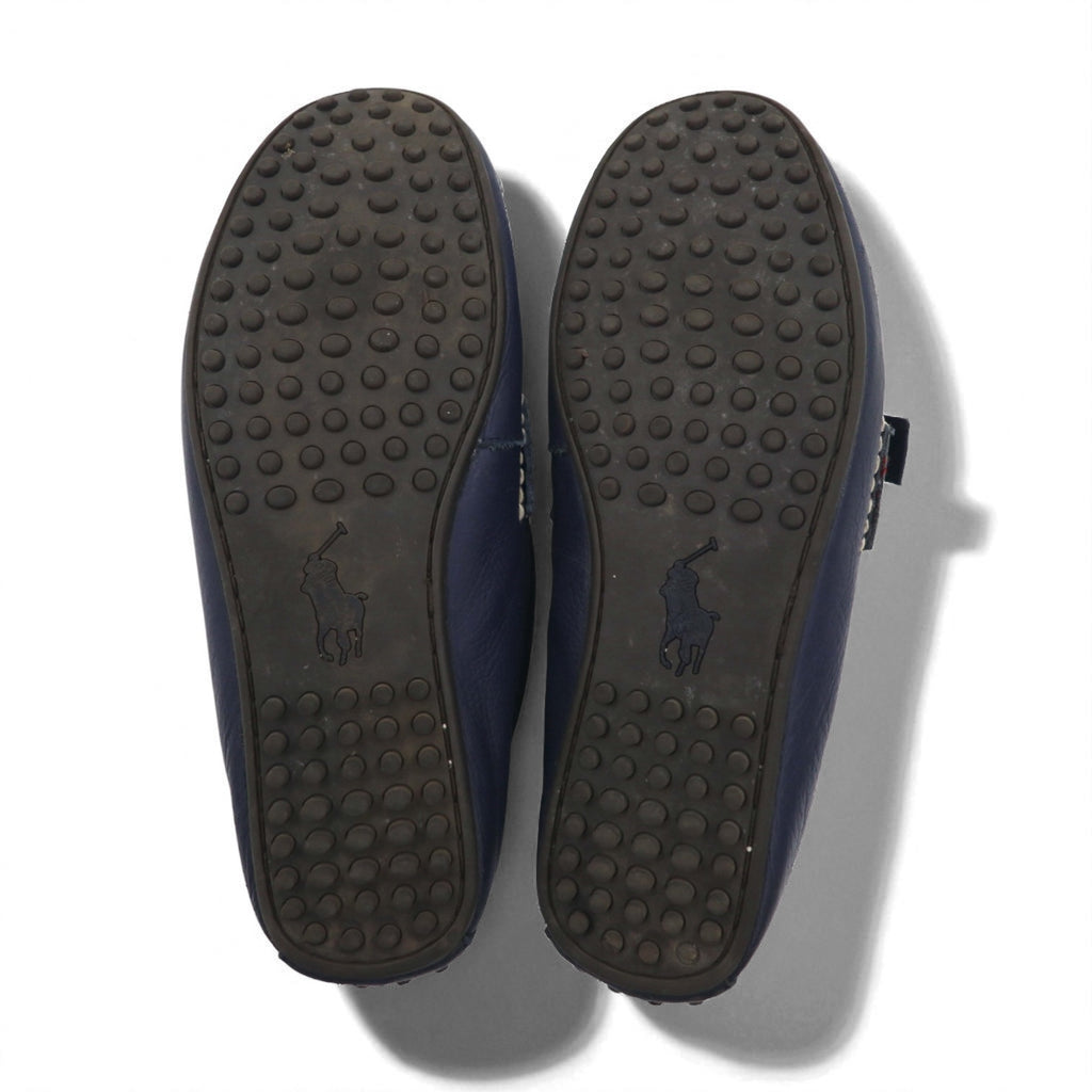 POLO RALPH LAUREN Ribbon Loafers, Driving Shoes, Size 26.5cm, Navy Grained Leather, WILLEM 11571