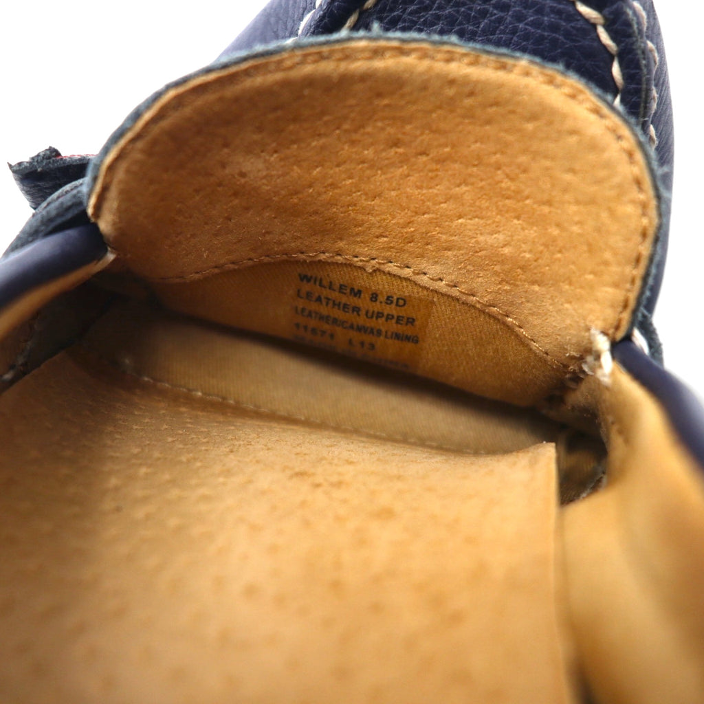 POLO RALPH LAUREN Ribbon Loafers, Driving Shoes, Size 26.5cm, Navy Grained Leather, WILLEM 11571