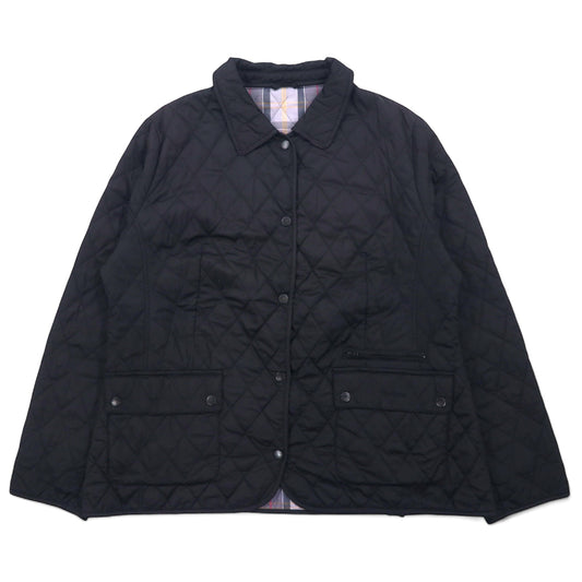 Barbour キルティングジャケット XL ブラック ポリエステル 裏地チェック CYNTHIA MATT QUILT JACKET L2359