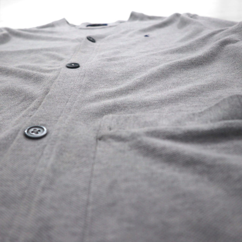 Polo Ralph Lauren 鹿の子 ニット カーディガン M グレー Vネック スモールポニー刺繡 ハンドウォーマー ポケット