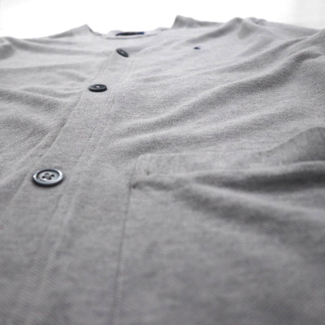 Polo Ralph Lauren 鹿の子 ニット カーディガン M グレー Vネック スモールポニー刺繡 ハンドウォーマー ポケット