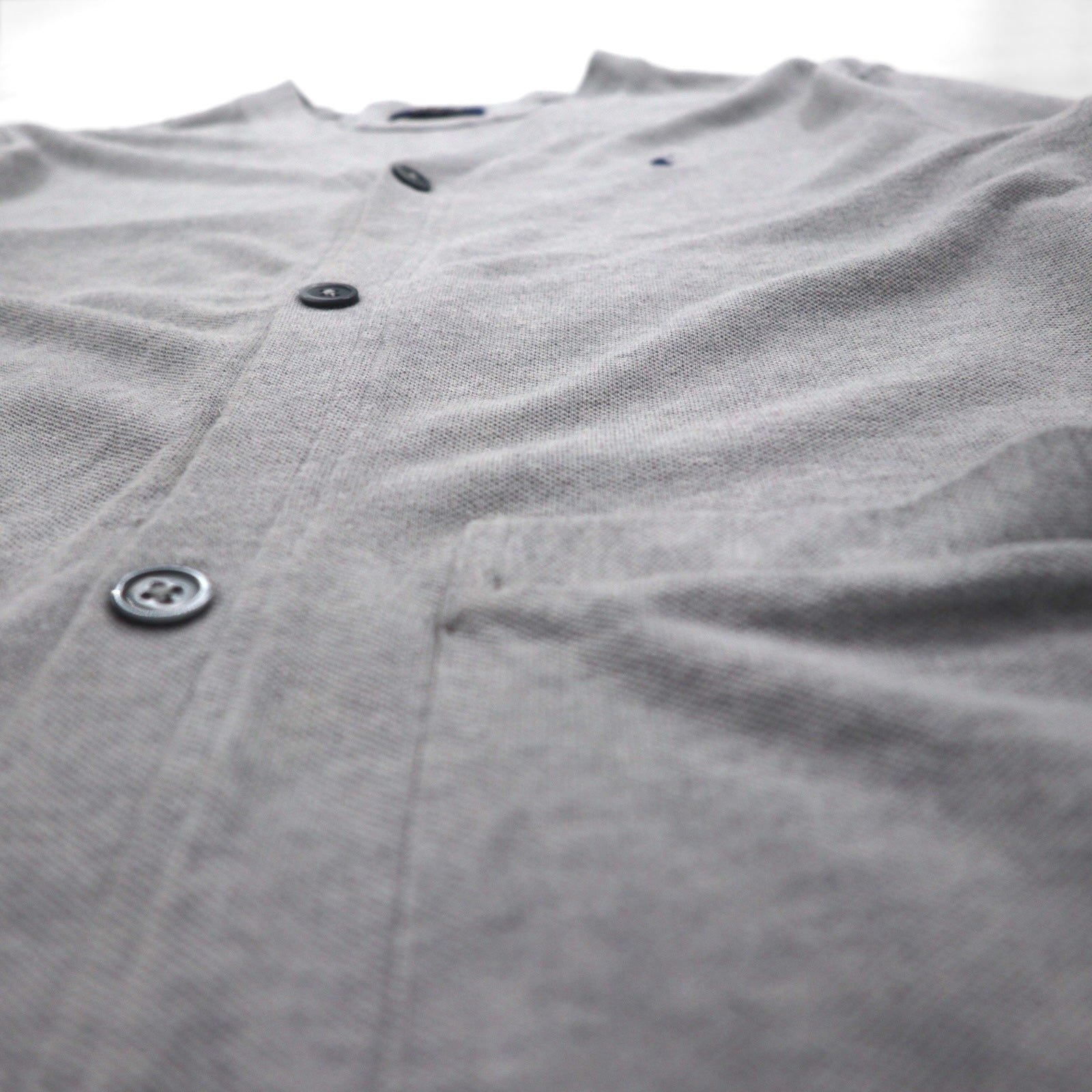 Polo Ralph Lauren 鹿の子 ニット カーディガン M グレー Vネック スモールポニー刺繡 ハンドウォーマー ポケット