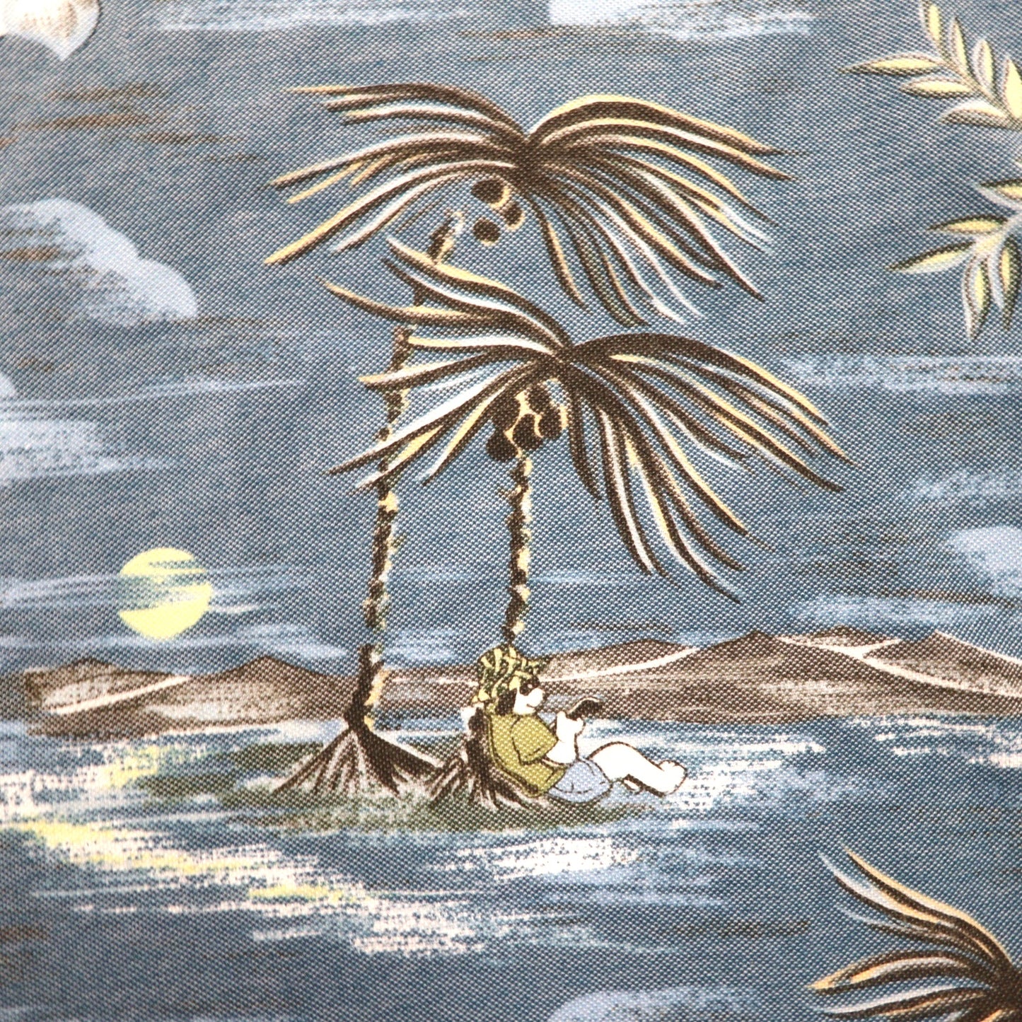 BIG DOGS 90s Hawaiian Polo Shirt, Size M, Blue, All-Over Print, Cotton and Polyester