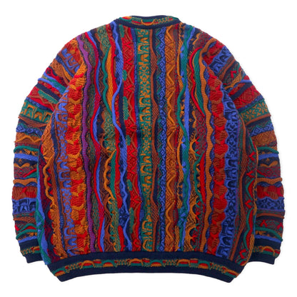 limnos 90's Australian 3D knit sweater S multi-colored wool dead stock unused item