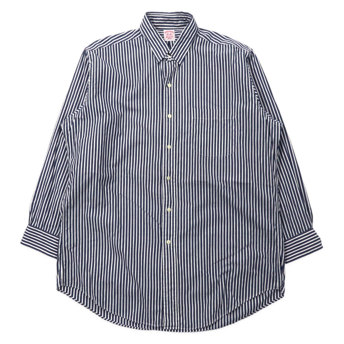 Brooks Brothers ブロードクロス ドレスシャツ L ブルー ホワイト ベンガルストライプ BROADCLOTH コットン チンストラップ