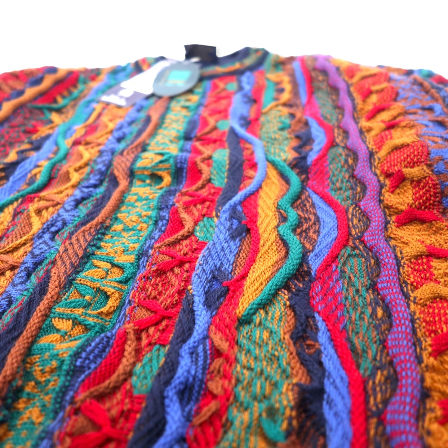 limnos 90's Australian 3D knit sweater S multi-colored wool dead stock unused item