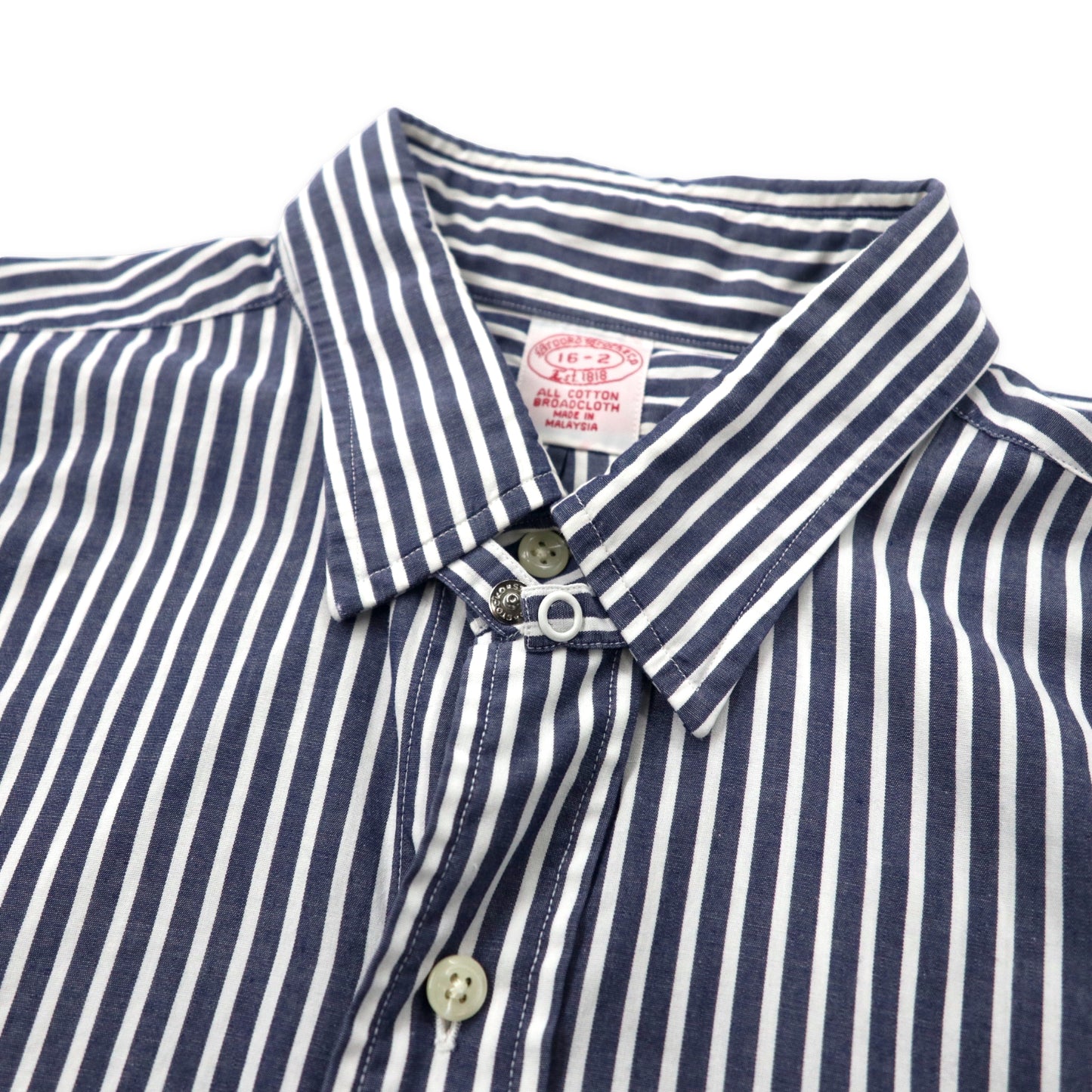 Brooks Brothers ブロードクロス ドレスシャツ L ブルー ホワイト ベンガルストライプ BROADCLOTH コットン チンストラップ