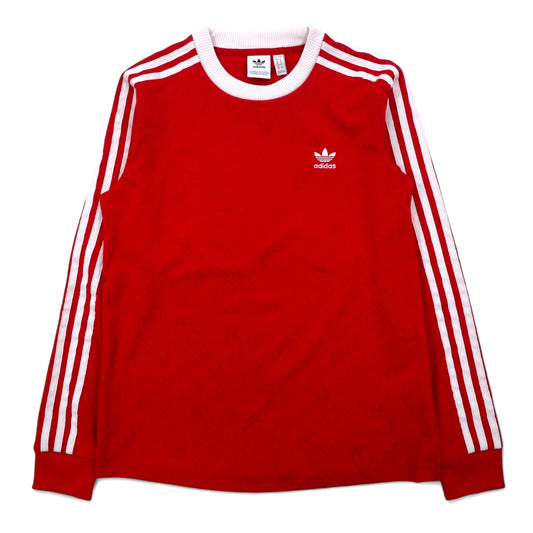 adidas originals 総柄  ロングスリーブ ゲームシャツ ロンT XOT レッド 3ストライプ トレフォイル 3-STRIPES TEE ED7480