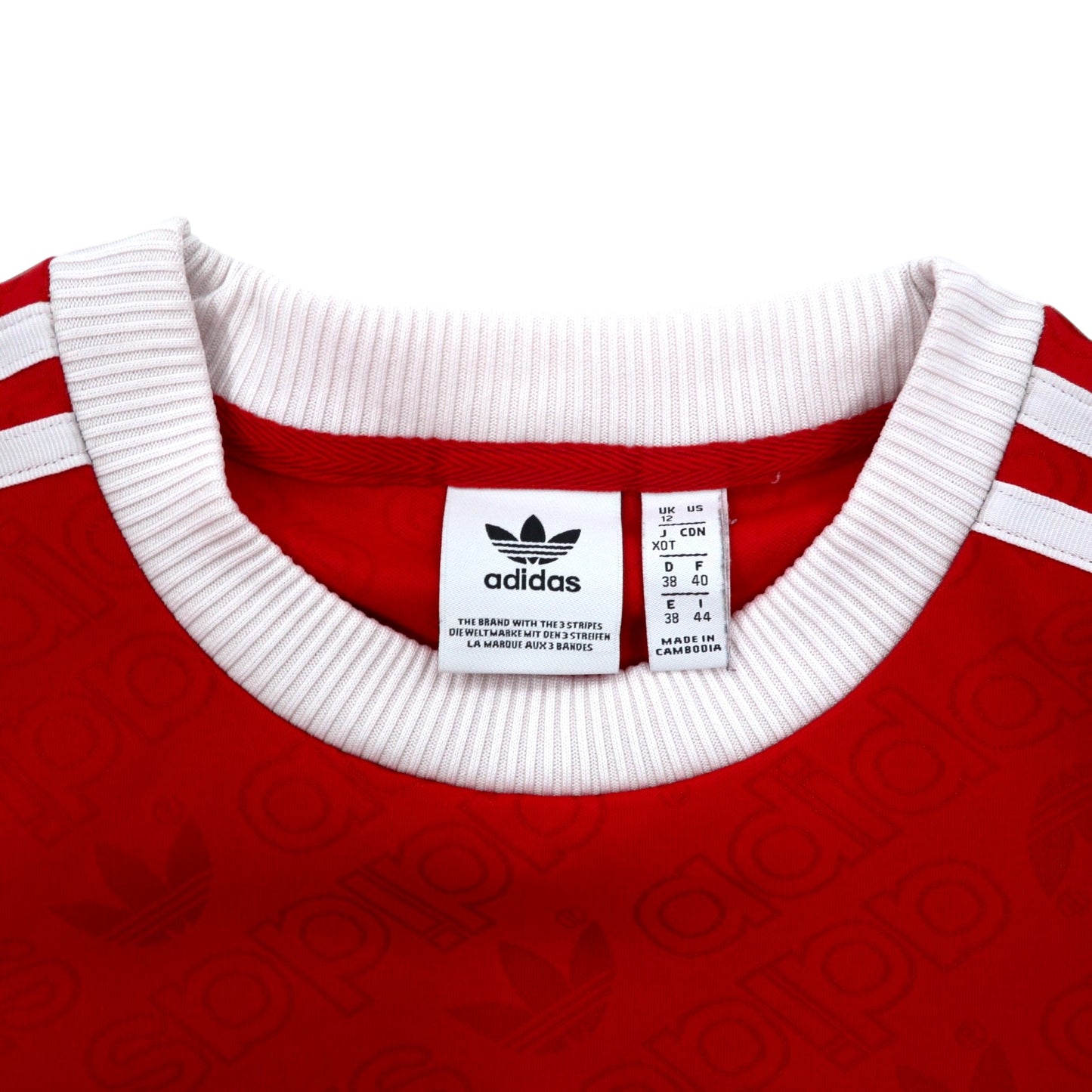 adidas originals 総柄  ロングスリーブ ゲームシャツ ロンT XOT レッド 3ストライプ トレフォイル 3-STRIPES TEE ED7480