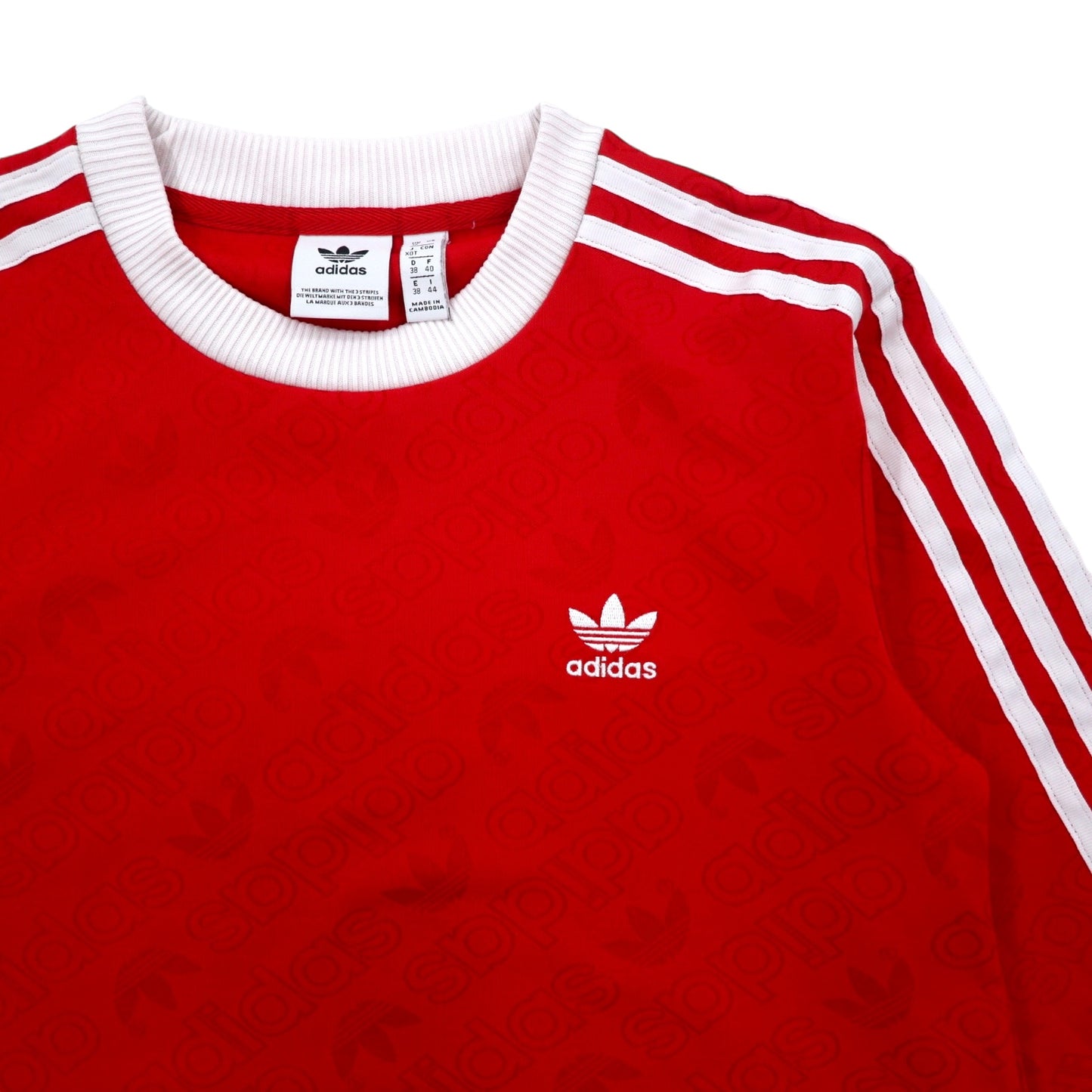 adidas originals 総柄  ロングスリーブ ゲームシャツ ロンT XOT レッド 3ストライプ トレフォイル 3-STRIPES TEE ED7480