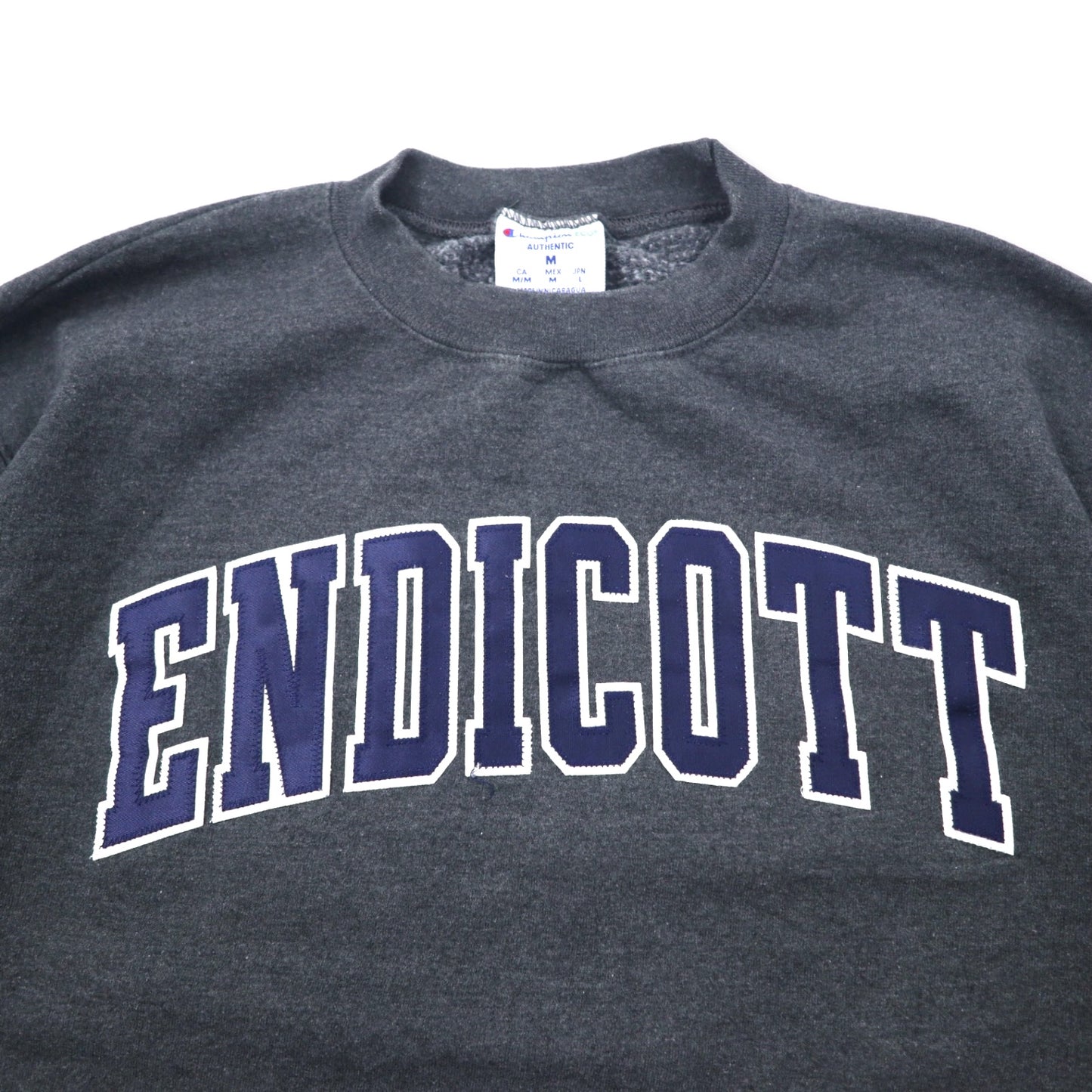 Champion ECO カレッジ刺繍 スウェット L グレー コットン ENDICOTT アーチロゴ