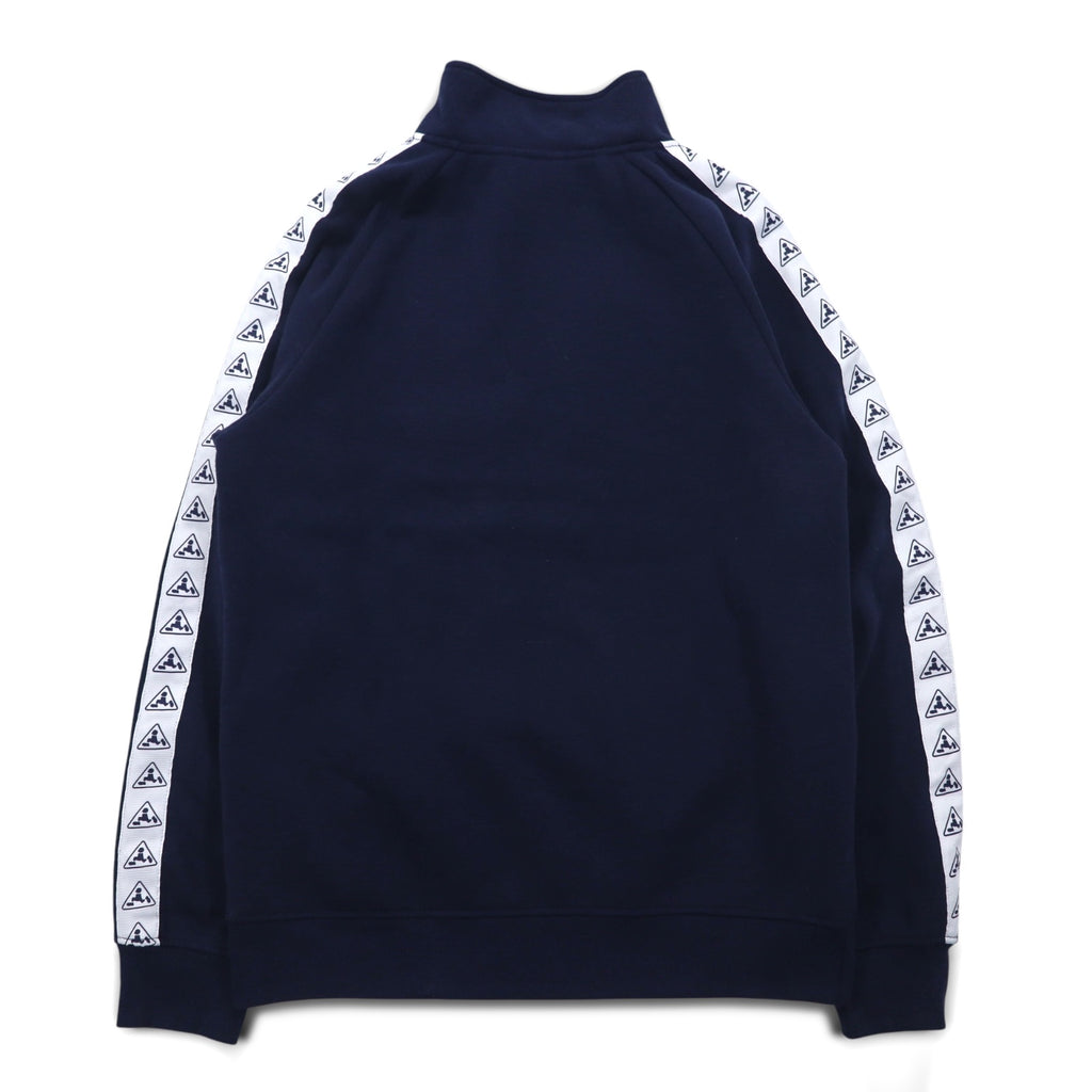 PLENTY TOUGH SPORT 90s Half-Zip Sweatshirt M Navy Tricolor Fleece Lining Tape Logo