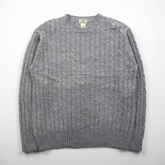 L.L.Bean 90年代 ケーブル編み ニット セーター L グレー ラムウール 羊毛 WW47