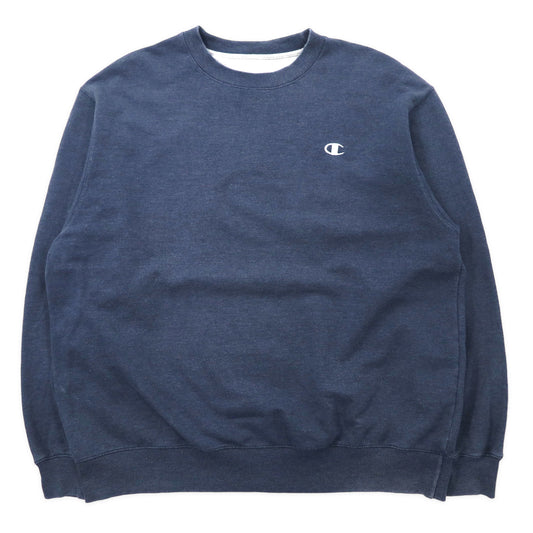 Champion クルーネックスウェット 3XL ネイビー ポリエステル ワンポイントロゴ ビッグサイズ