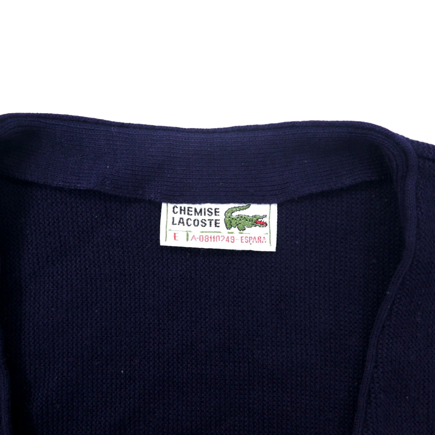 CHEMISE LACOSTE 70年代 スペイン製 アクリルニット カーディガン 5 ネイビー ワンポイントロゴ