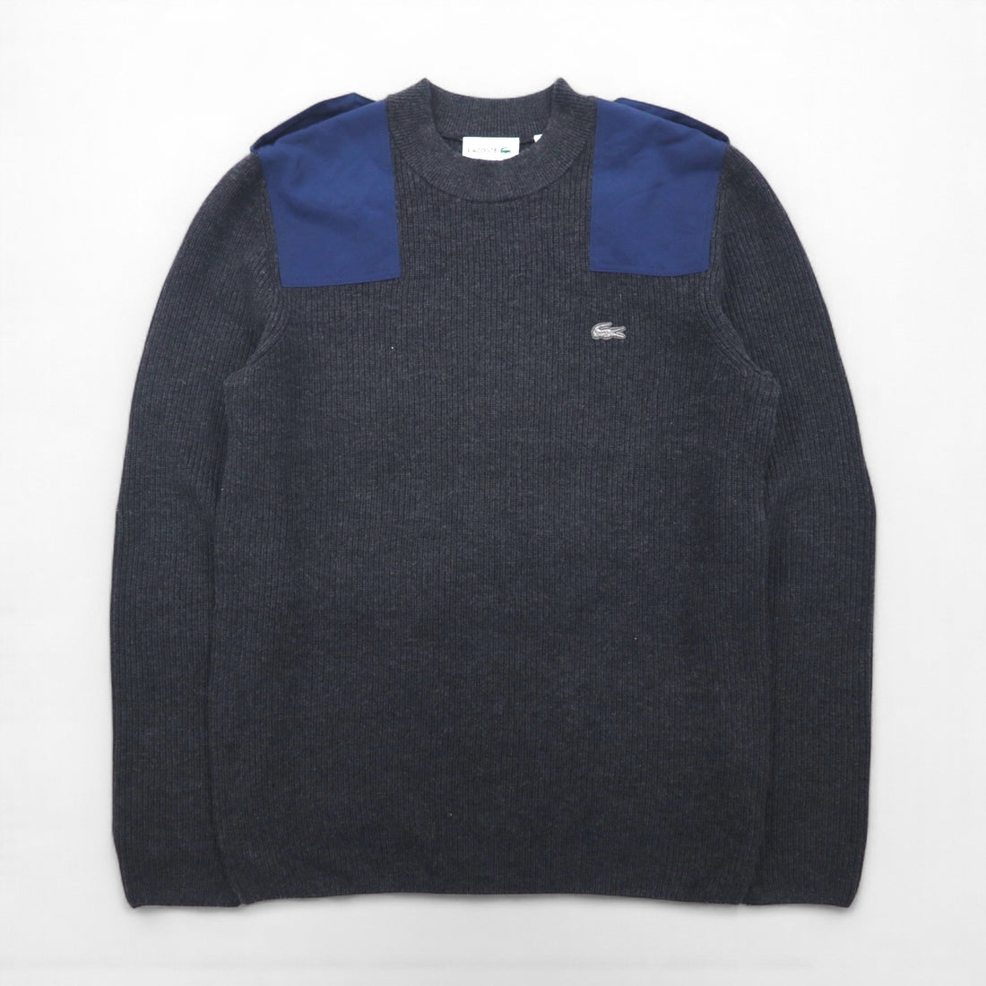 LACOSTE コマンド ニット セーター M ウール Dressinn Sweatere エポレット エルボーパッチ AH9167