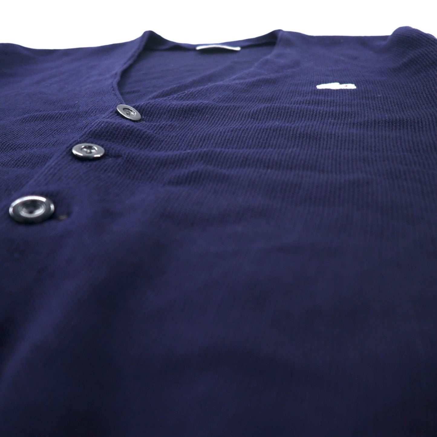 CHEMISE LACOSTE 70年代 スペイン製 アクリルニット カーディガン 5 ネイビー ワンポイントロゴ