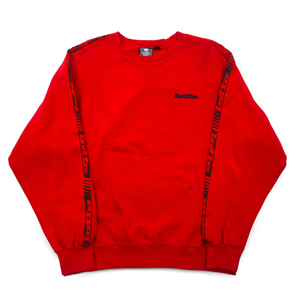 Lotto SPORTS 90s Sweatshirt M Red Logo Tape Fleece Lining Logo Embroidery Front V