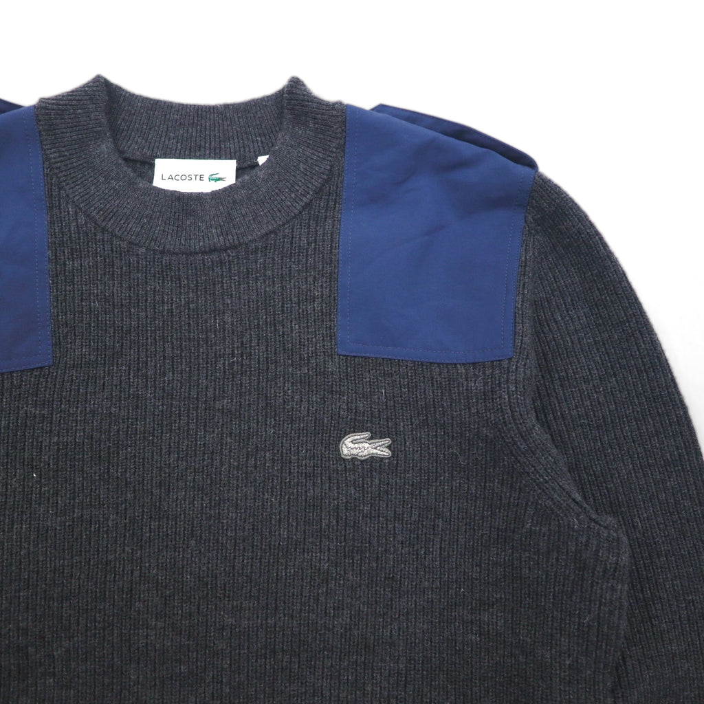 LACOSTE コマンド ニット セーター M ウール Dressinn Sweatere エポレット エルボーパッチ AH9167