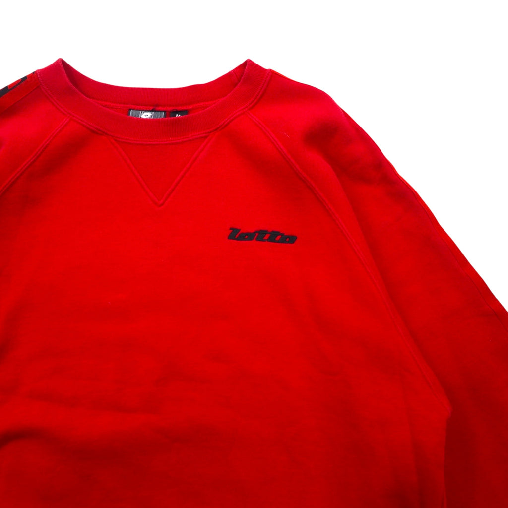 Lotto SPORTS 90s Sweatshirt M Red Logo Tape Fleece Lining Logo Embroidery Front V