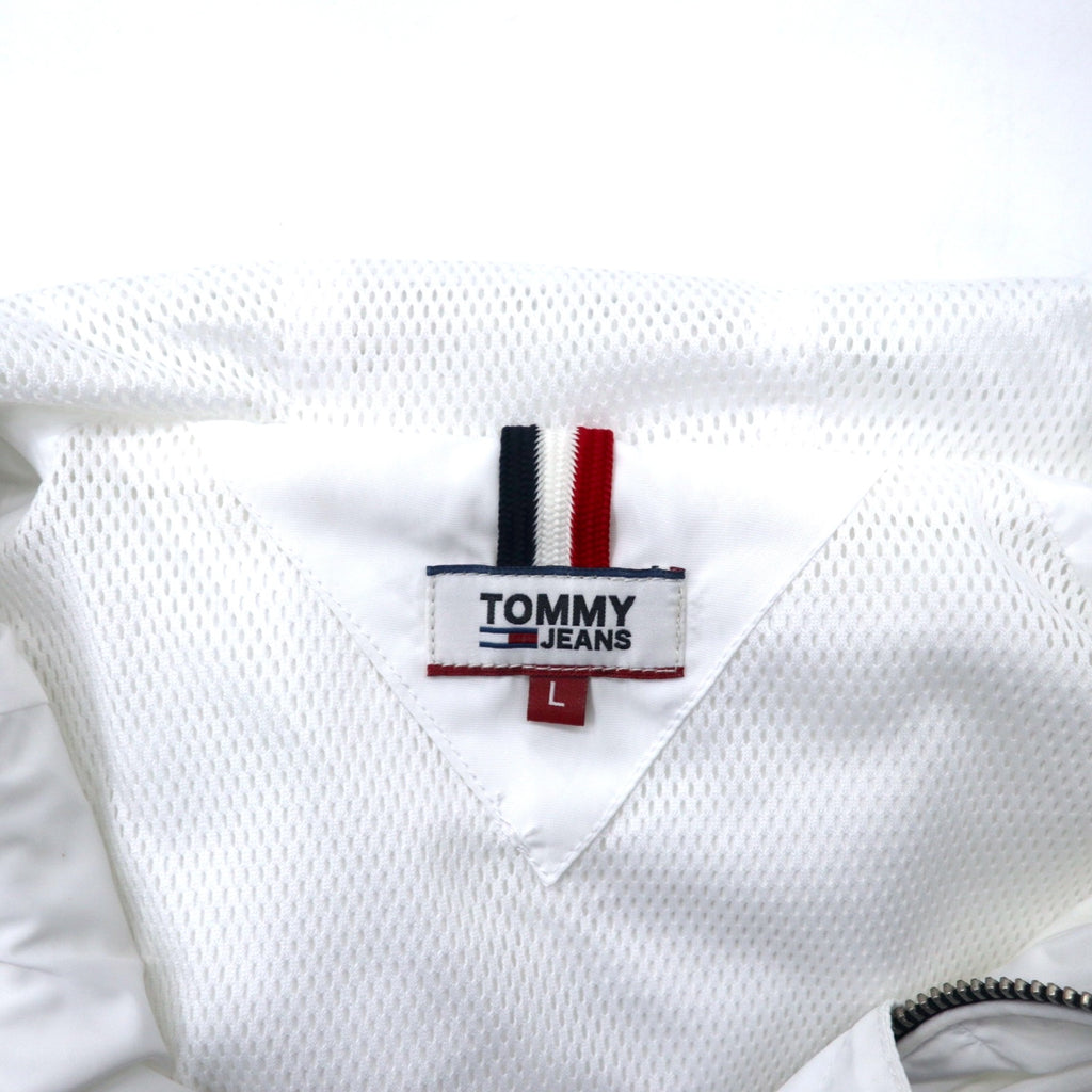TOMMY JEANS Tape Logo Loose Fit Nylon Jacket Hoodie L White Polyester DW0DW04138