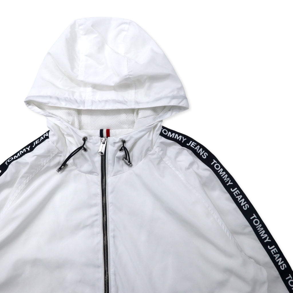 TOMMY JEANS Tape Logo Loose Fit Nylon Jacket Hoodie L White Polyester DW0DW04138