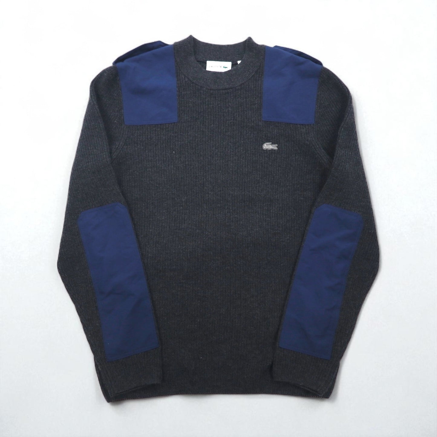 LACOSTE Commando Knit Sweater, Medium, Wool, with Epaulettes and Elbow Patches, AH9167, Dressinn