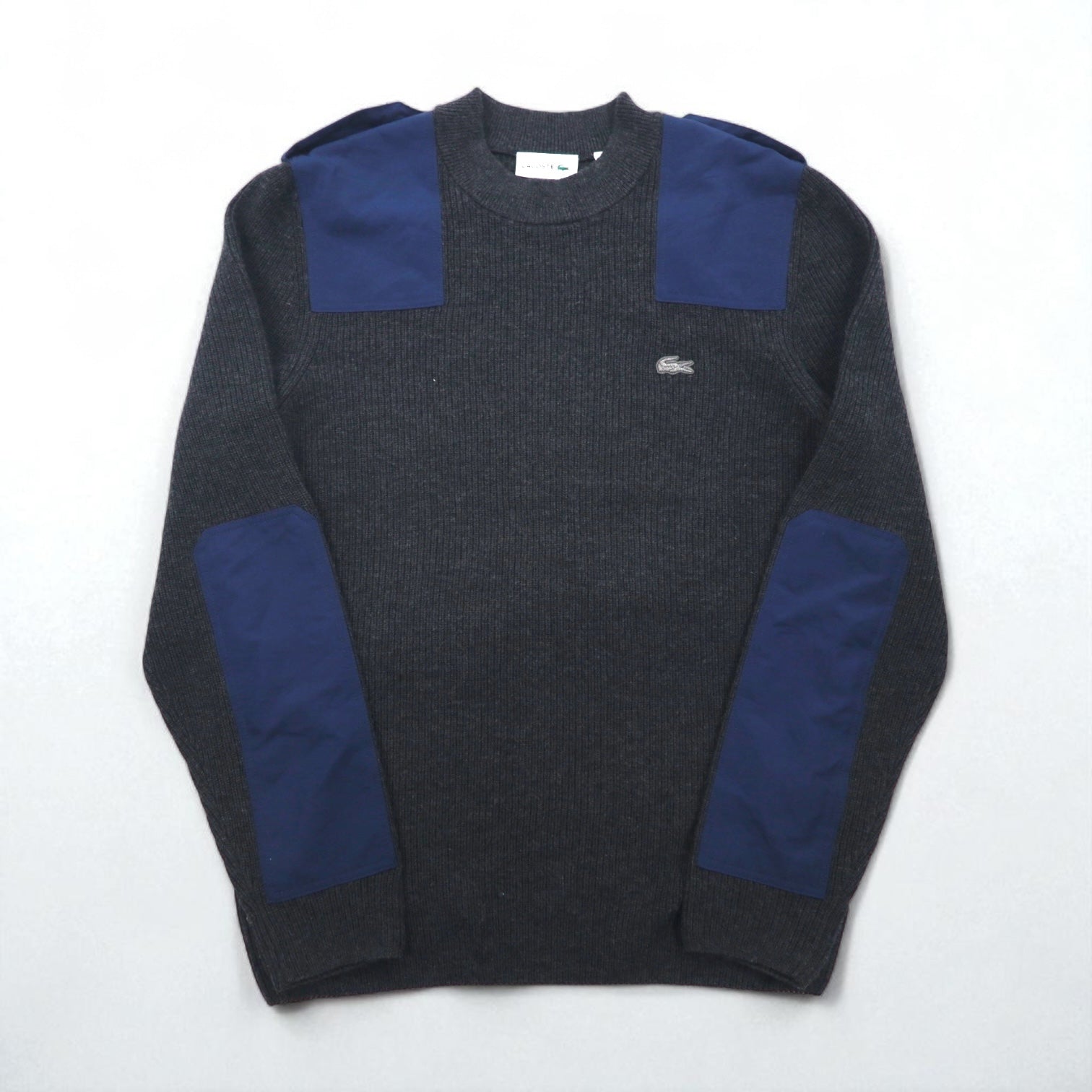 LACOSTE コマンド ニット セーター M ウール Dressinn Sweatere エポレット エルボーパッチ AH9167