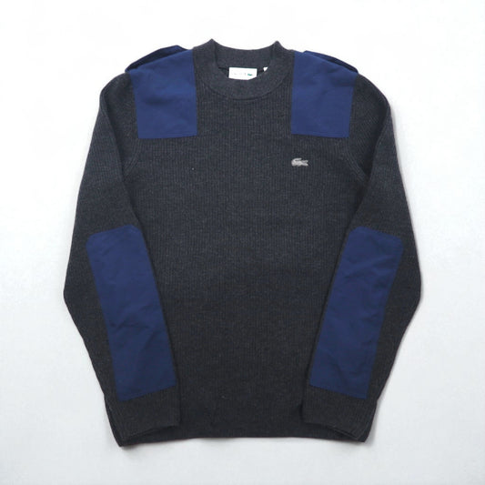 LACOSTE コマンド ニット セーター M ウール Dressinn Sweatere エポレット エルボーパッチ AH9167