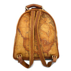 PRIMA CLASSE Made in Italy Backpack Daypack Rucksack Beige PVC Leather Map Pattern