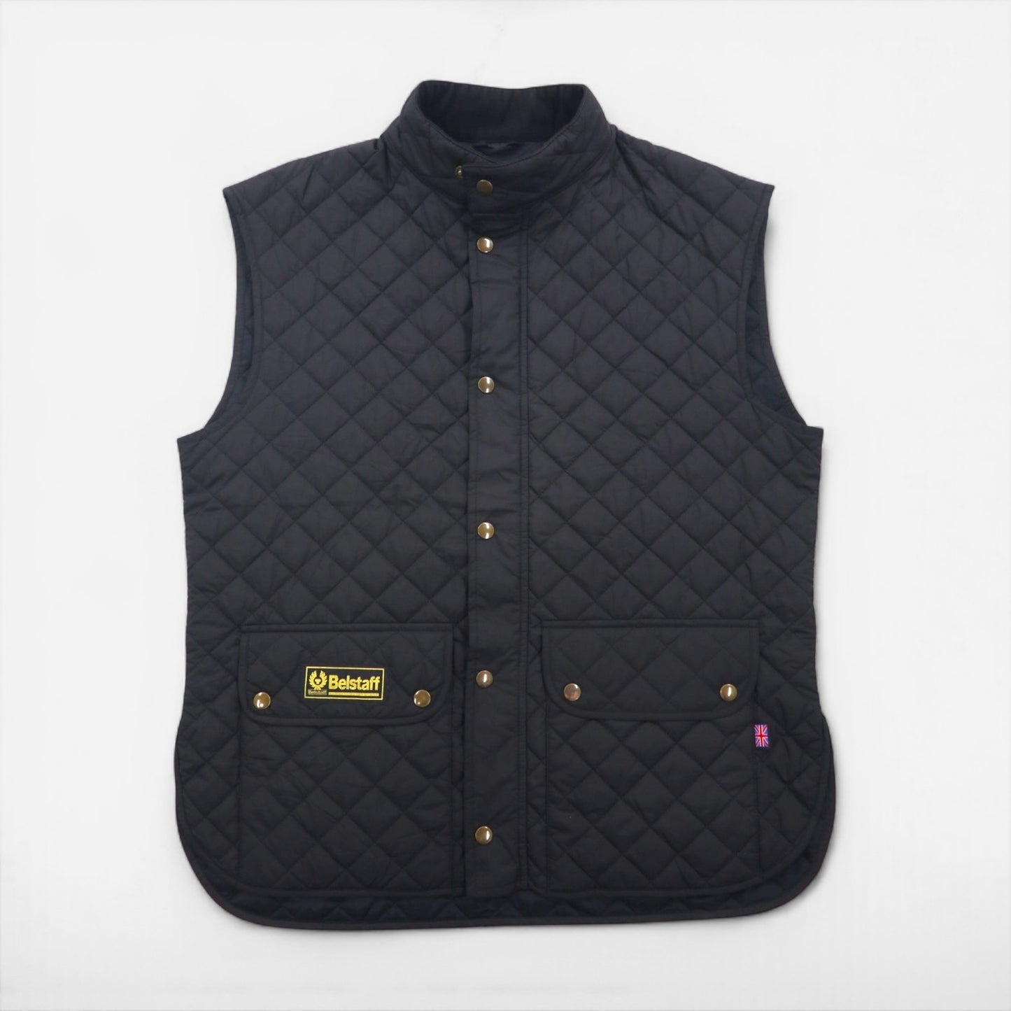 BELSTAFF Quilted Vest, 2XL, Black, Padded, Snap Buttons, Flap Pockets, Gold Label