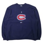 日本然リトテ-古着オンライン-Reebok RBK プリント スウェット XL ネイビー コットン NHL Montreal Canadiens ビッグサイズ-Reebok RBK Print Sweatshirt XL Navy Cotton NHL MONTREAL CANADIENS Big Size