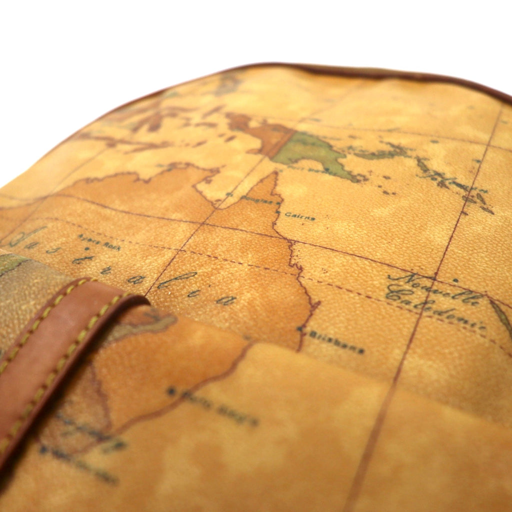 PRIMA CLASSE Made in Italy Backpack Daypack Rucksack Beige PVC Leather Map Pattern