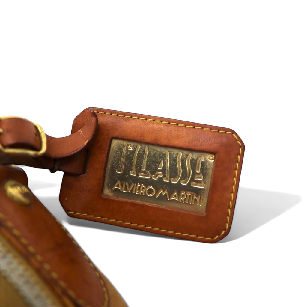 PRIMA CLASSE Made in Italy Backpack Daypack Rucksack Beige PVC Leather Map Pattern