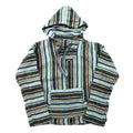 Vintage Baja Hoodie Mexican Hoodie M Multicolor Border Stripe Acrylic
