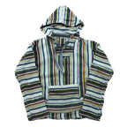 Vintage Baja Hoodie Mexican Hoodie M Multicolor Border Stripe Acrylic