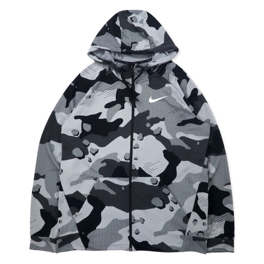 NIKE ドライフィット フルジップパーカー L グレー カモフラ ポリエステル スウォッシュロゴ Dry Camo Graphic Full-zip Hoodie Jacket DRI-FIT BV2718-077