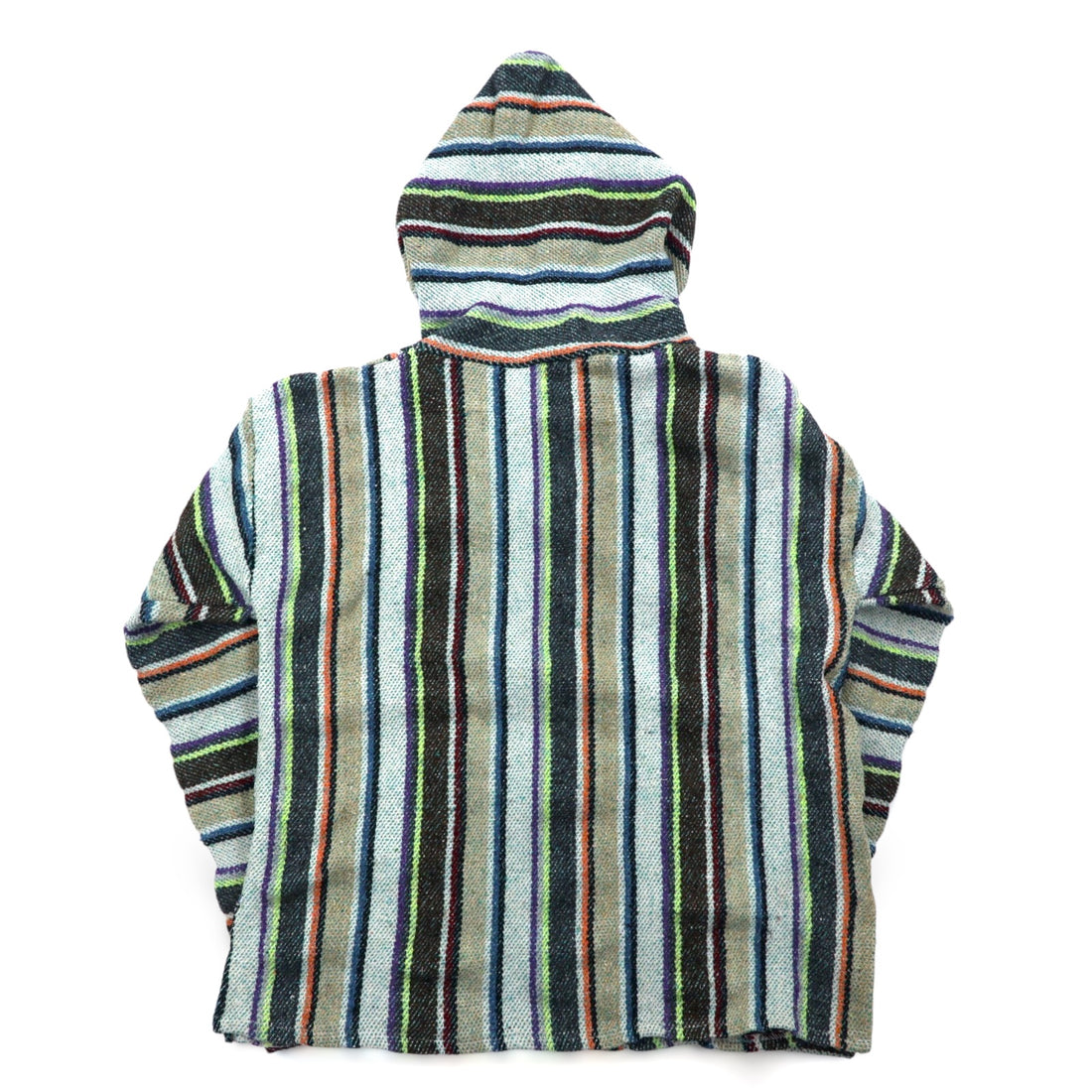 Vintage Baja Hoodie Mexican Hoodie M Multicolor Border Stripe Acrylic