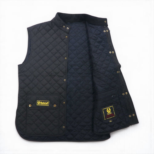 BELSTAFF キルティング ベスト 2XL ブラック 中綿 スナップボタン フラップポケット Gold Label