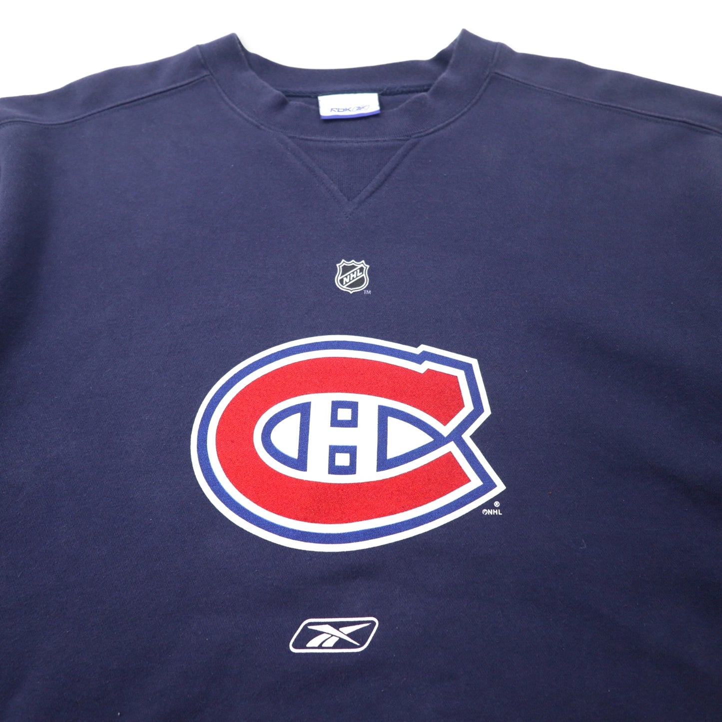 Reebok RBK プリント スウェット XL ネイビー コットン NHL Montreal Canadiens ビッグサイズ