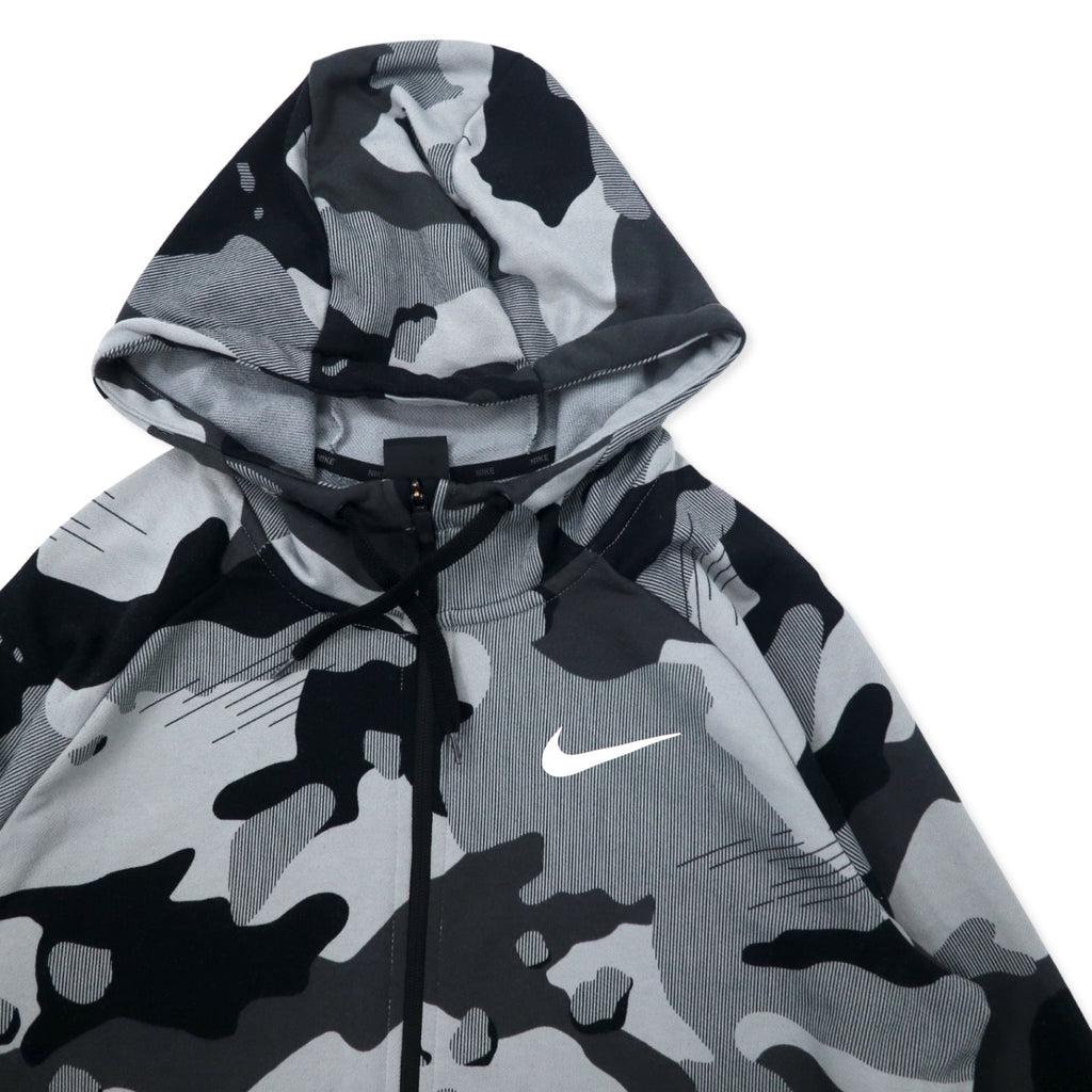 NIKE Dri-FIT Full-Zip Hoodie L Grey Camo Polyester Swoosh Logo Dry Camo Graphic Full-zip Hoodie Jacket DRI-FIT BV2718-077