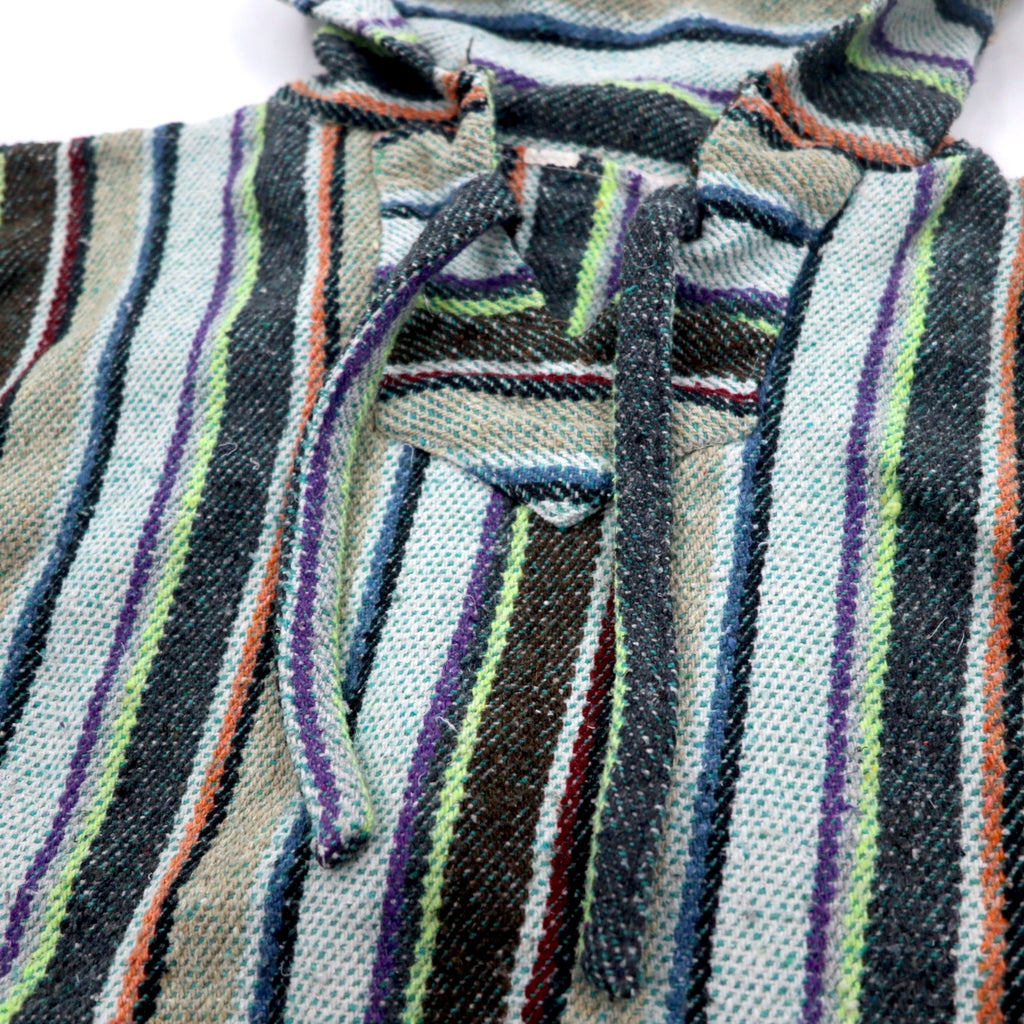 Vintage Baja Hoodie Mexican Hoodie M Multicolor Border Stripe Acrylic