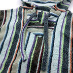 Vintage Baja Hoodie Mexican Hoodie M Multicolor Border Stripe Acrylic