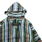 Vintage Baja Hoodie Mexican Hoodie M Multicolor Border Stripe Acrylic