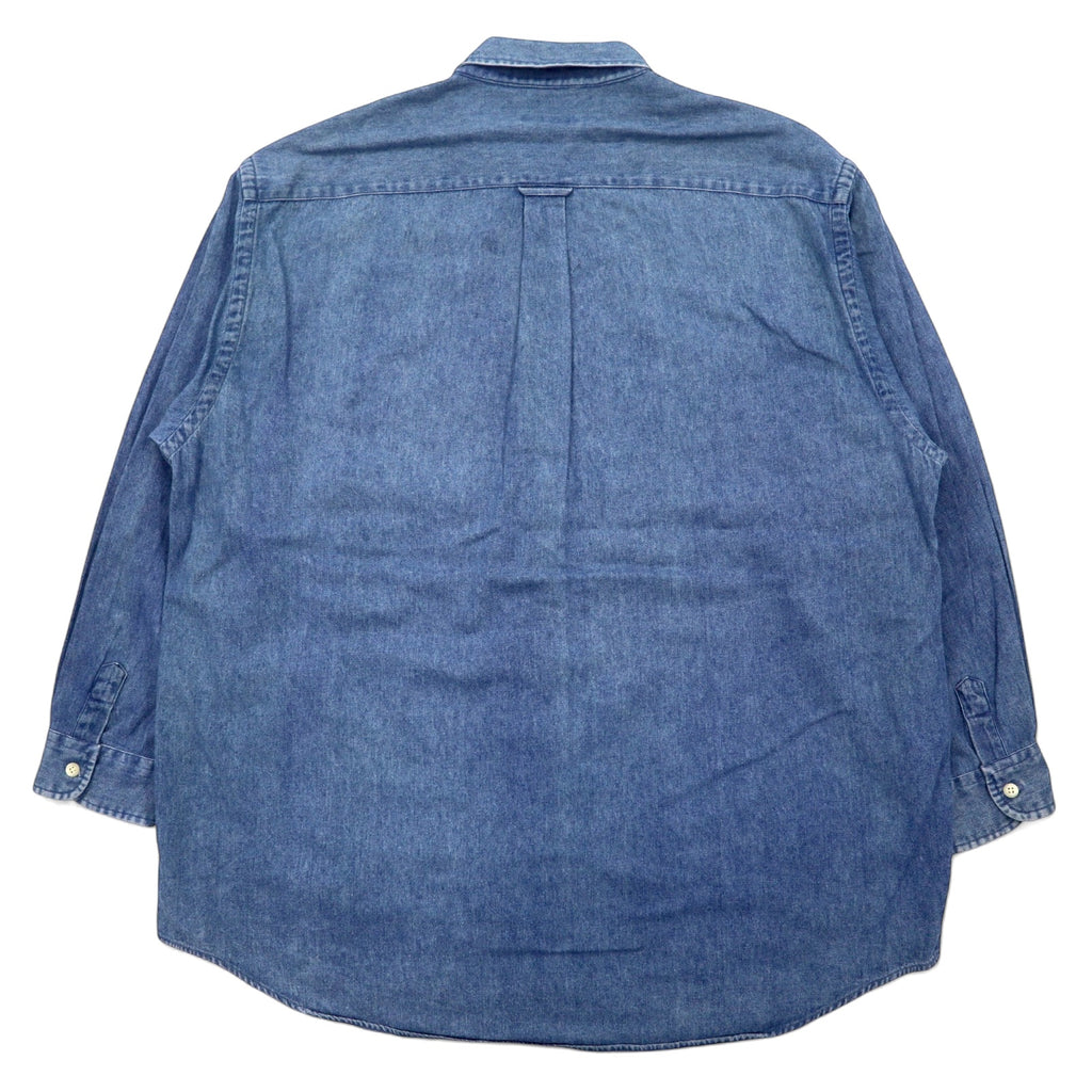 nautica 90s denim button-down shirt, XL, blue, cotton, one-point logo embroidery