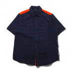 SEAN JOHN 2000s Reflective Design Short Sleeve Field Shirt, Size L, Navy, Cotton