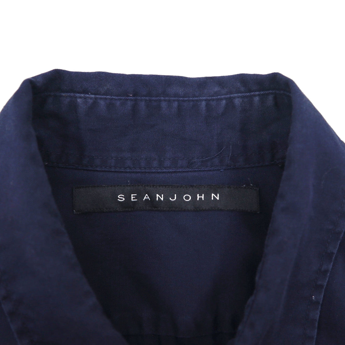 SEAN JOHN 00年代 リフレクターデザイン 半袖 フィールドシャツ L ネイビー コットン
