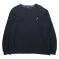 日本然リトテ-古着オンライン-NAUTICA リバースウィーブ スウェット XL ブラック コットン ワンポイントロゴ刺繍 ビッグサイズ-NAUTICA Reverse Weave Sweatshirt XL Black Cotton One Point Logo Embroidery Big Size